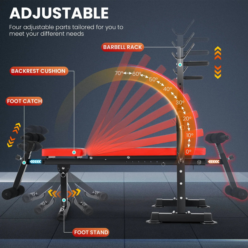 Adjustable Weight Bench Set with Barbell Rack and Resistance Bands K33972
