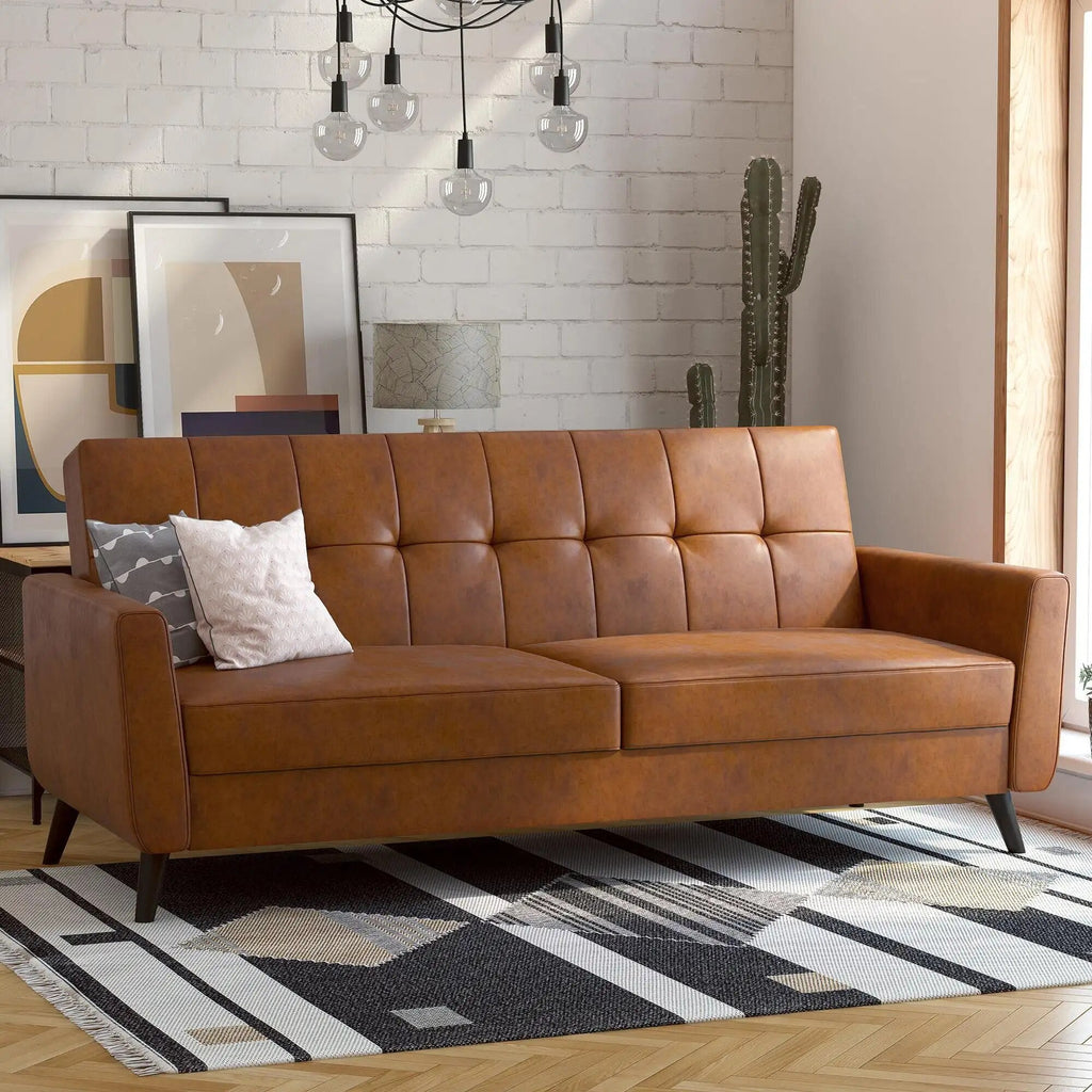 Olive Green Linen Sofa Futon with Storage I70102