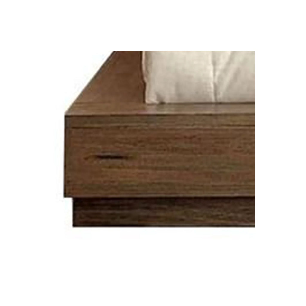 Brown Wooden Eastern King Bed with Plank Style Headboard E25406