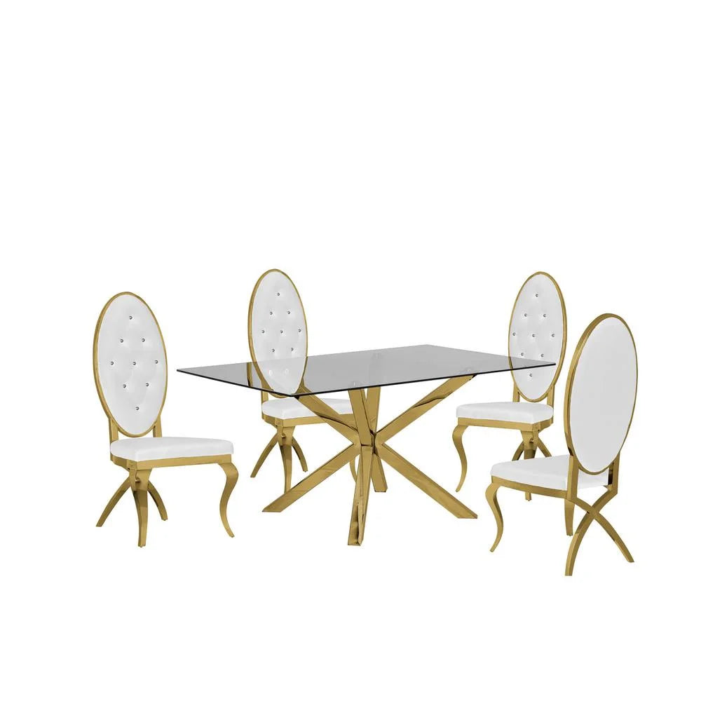 5pc Glass Dining Set X6076