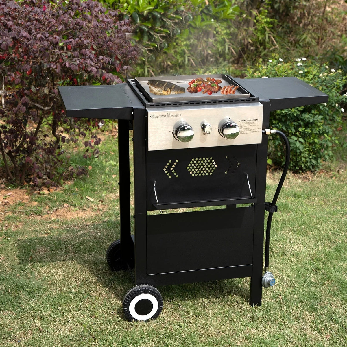 2-In-1 Gas Grill 20,000 BTU Black E246