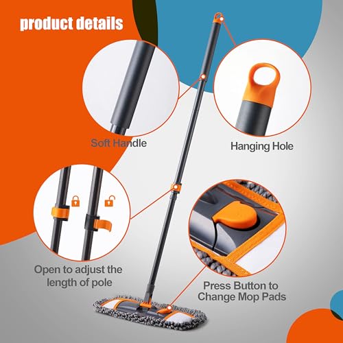 Extendable Multifunction Dust Mop with 3 Washable Mop Pads R321