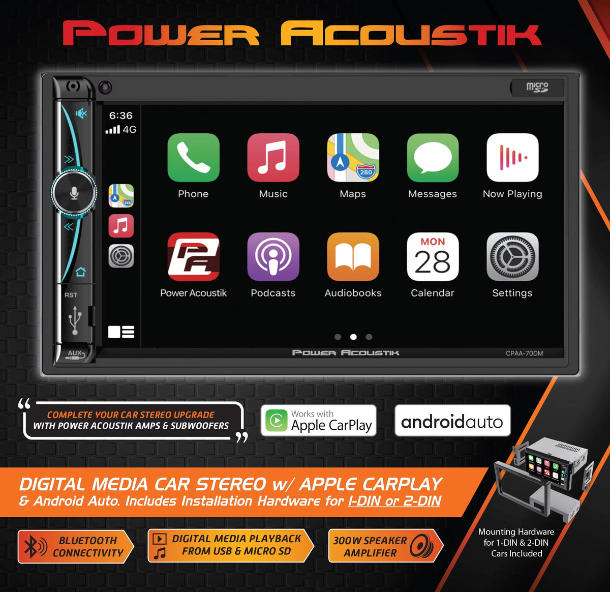 7" Mechless HD LCD Car Stereo Bundle with Bluetooth and 6.5" Speakers X208