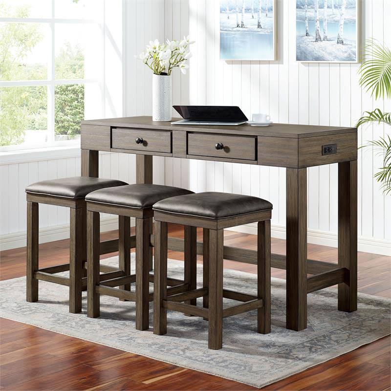 Light Walnut Wood 4-Piece Counter Height Dining Set P713923