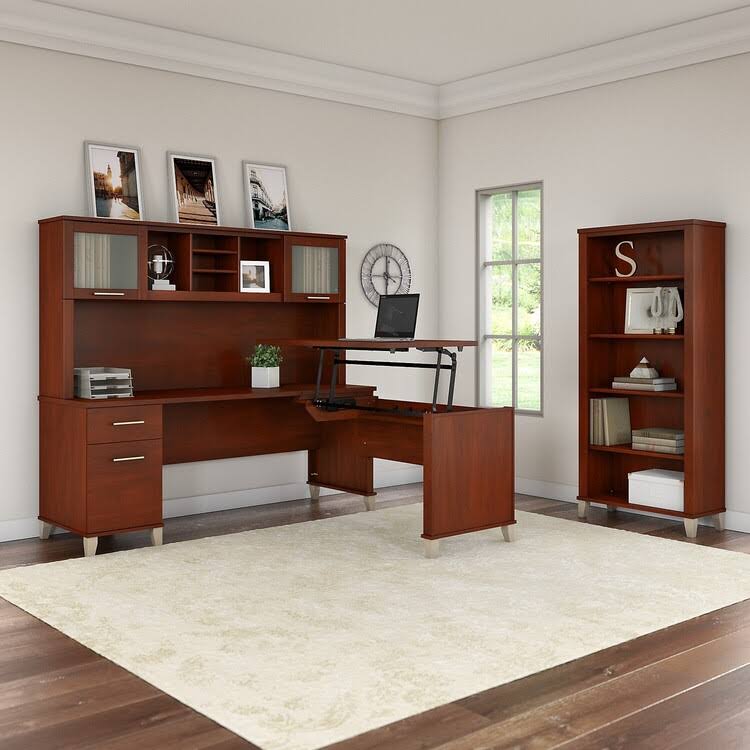 72W Storm Gray Sit to Stand L Shaped Desk V273317