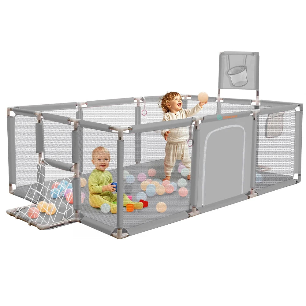 71x48inch Large Gray Baby Playpen V546