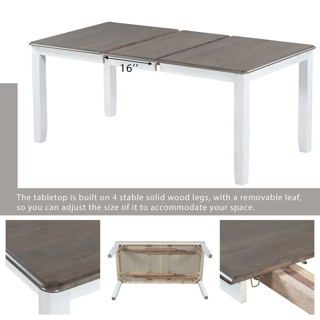 7 Piece Wooden Dining Table Set with 6 Upholstered Chairs Z807709