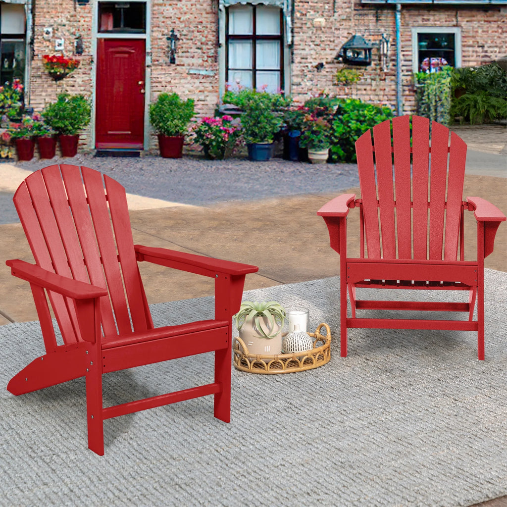 Adirondack Chair Weather Resistant Plastic Resin Red M581