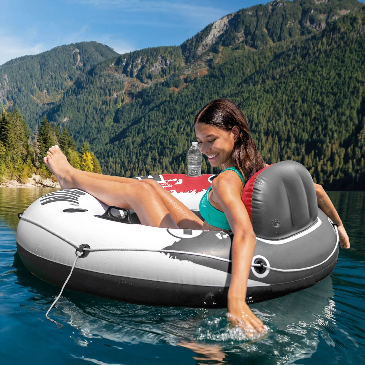 Red Inflatable Tube 6 Pack and 2-Person River Float 2 Pack U784365