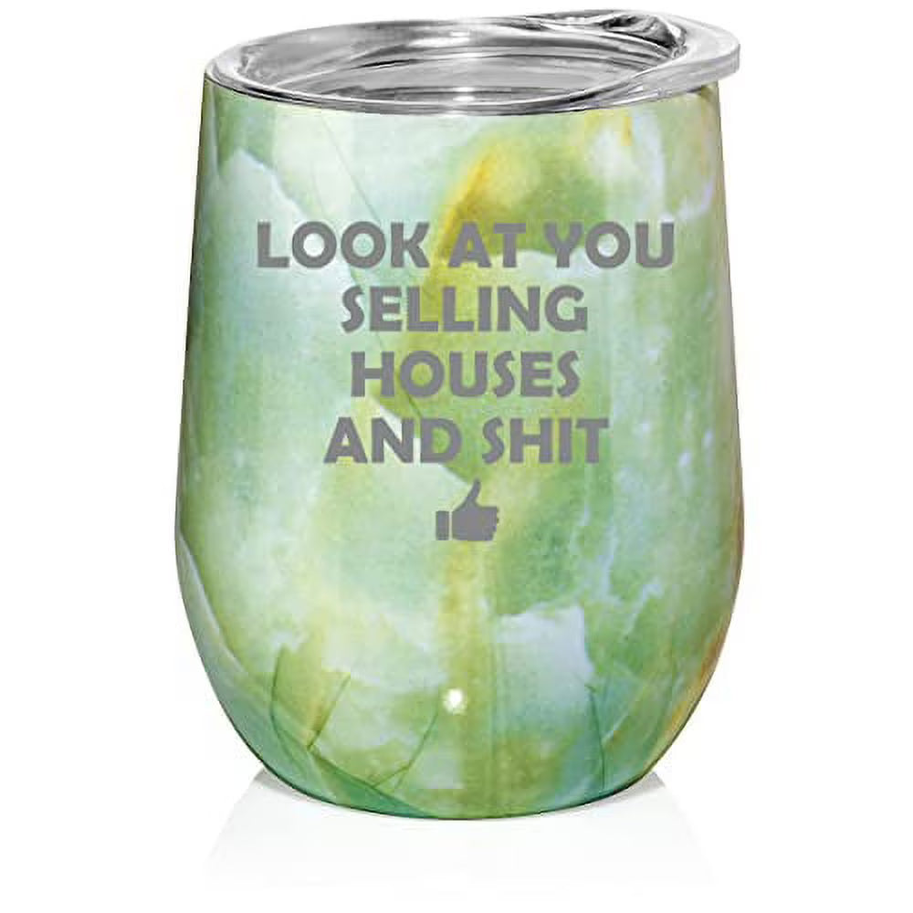 12 oz Double Wall Vacuum Insulated Stainless Steel Stemless Wine Tumbler Travel Mug With Lid M69674