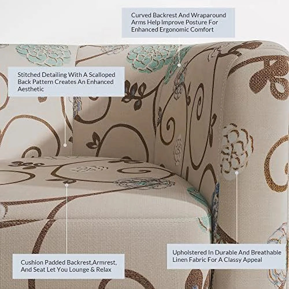 Linen Accent Chair with Flared Legs and Plush Cushion O53316
