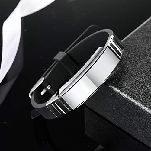 Custom Engraved Silicone Adjustable Medical ID Bracelet with Emergency Card T12321