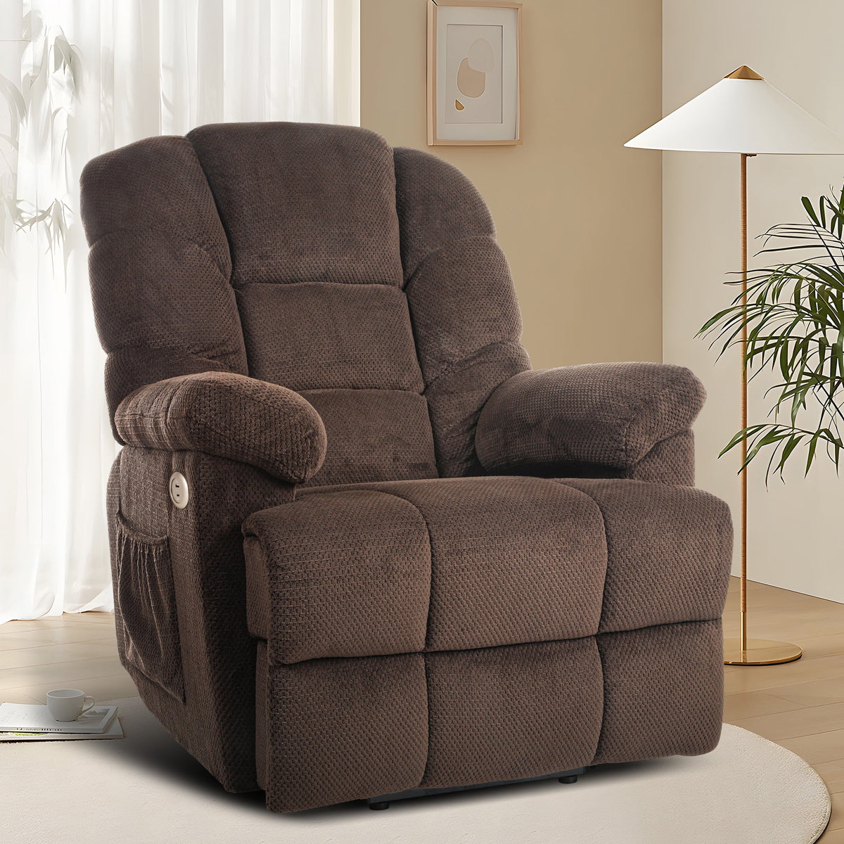 Brown Electric Lift Recliner Chair with Remote Control W801781