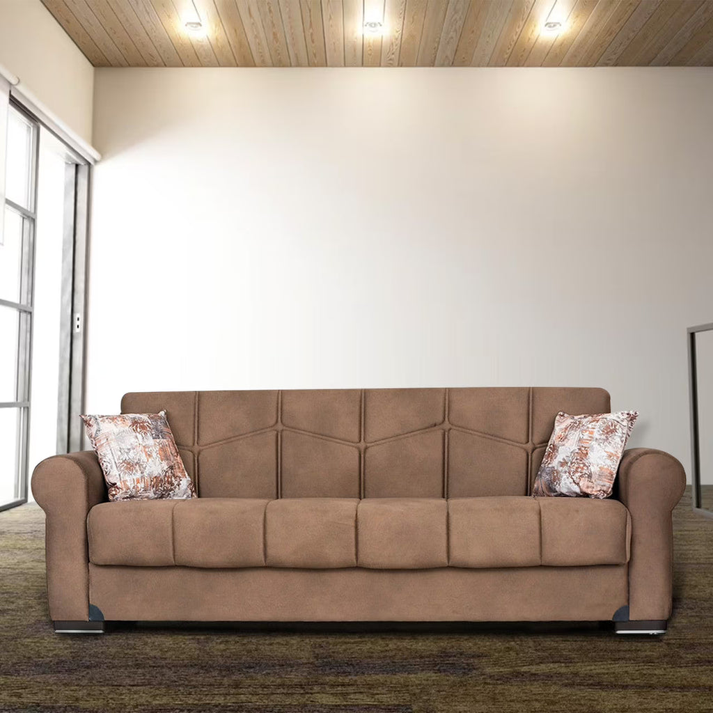Light Brown Fabric Sofa Bed O67040