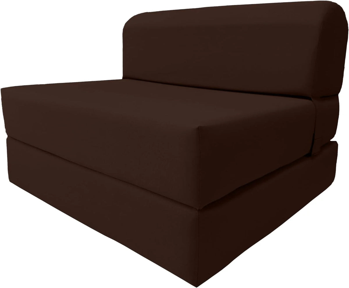 Twin Size Brown Folding Foam Sleeper Chair C73040