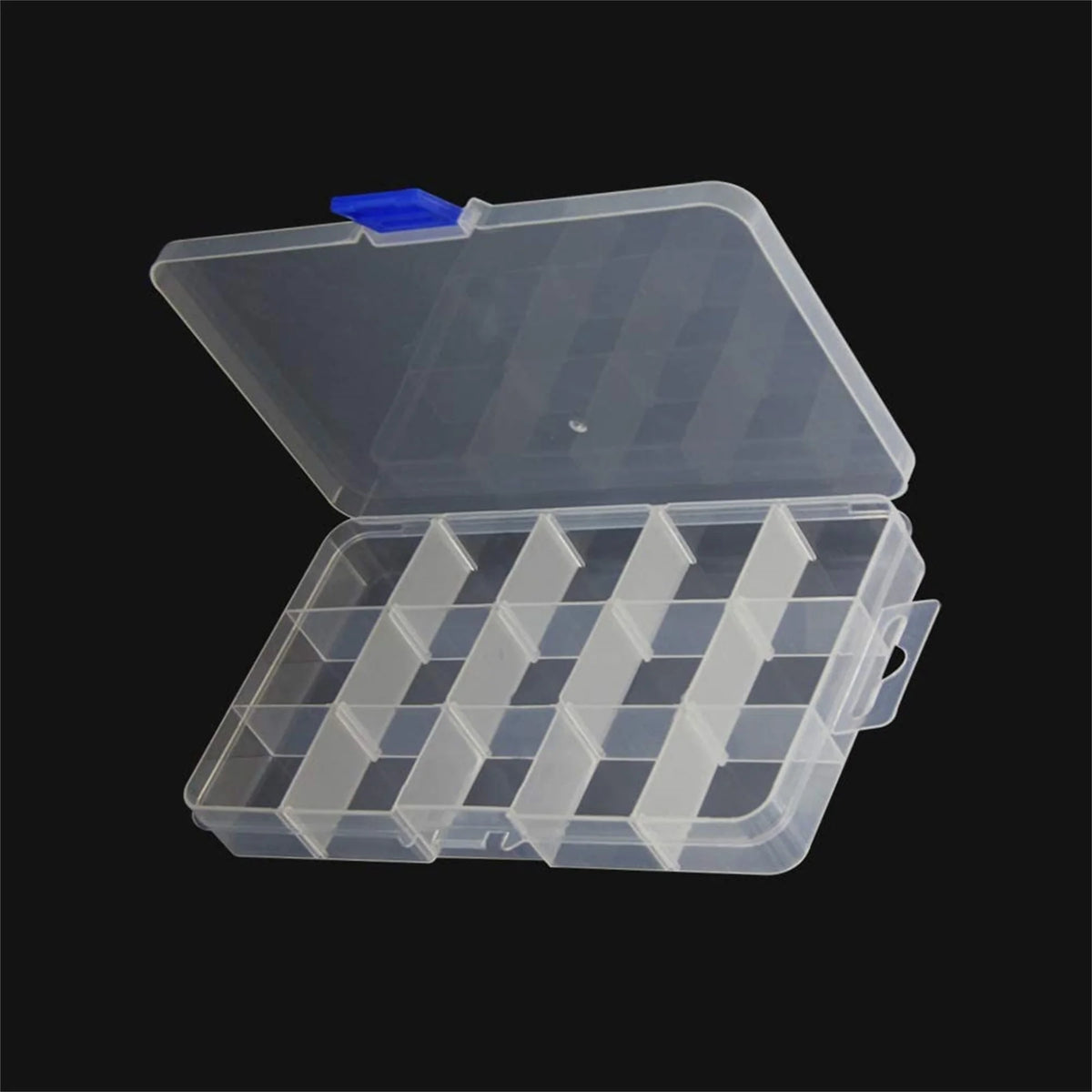 Transparent Plastic Storage Box 15 Removable Grids 2Pcs B3636