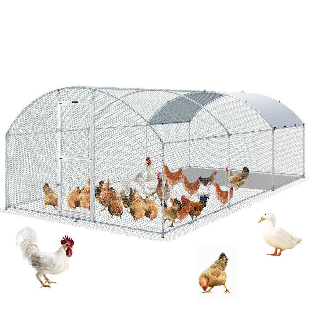 Large Metal Chicken Coop with Run and Waterproof Cover E7425