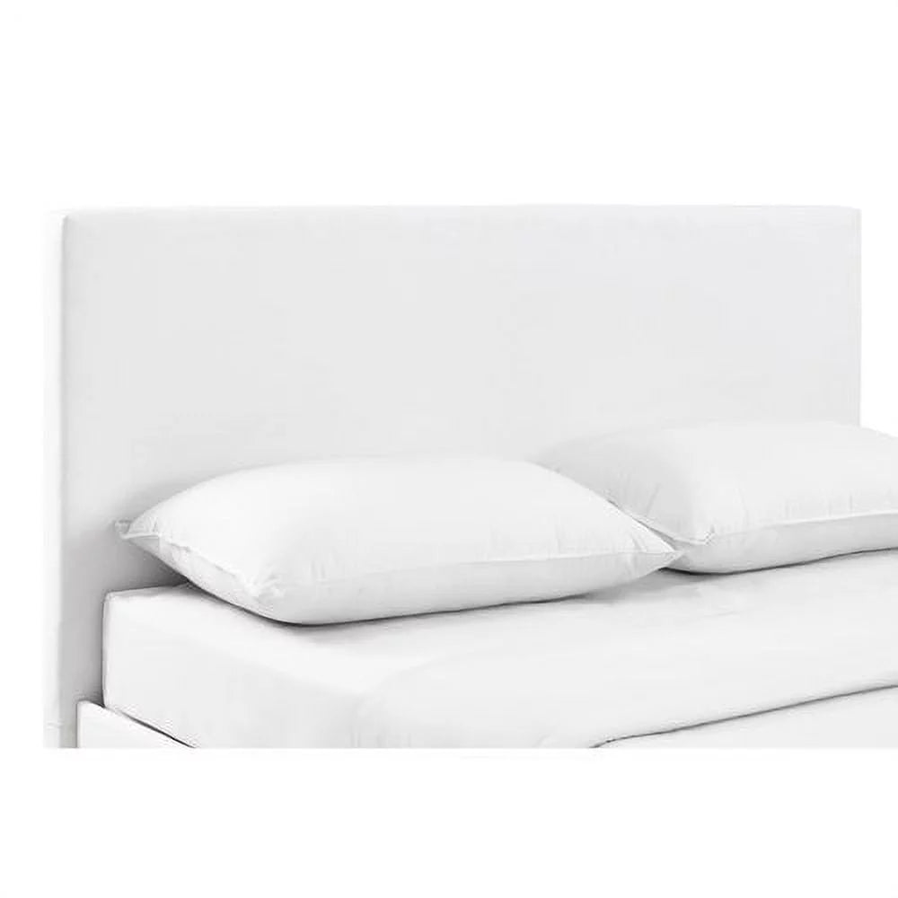 Queen White Faux Leather Upholstered Platform Bed P968