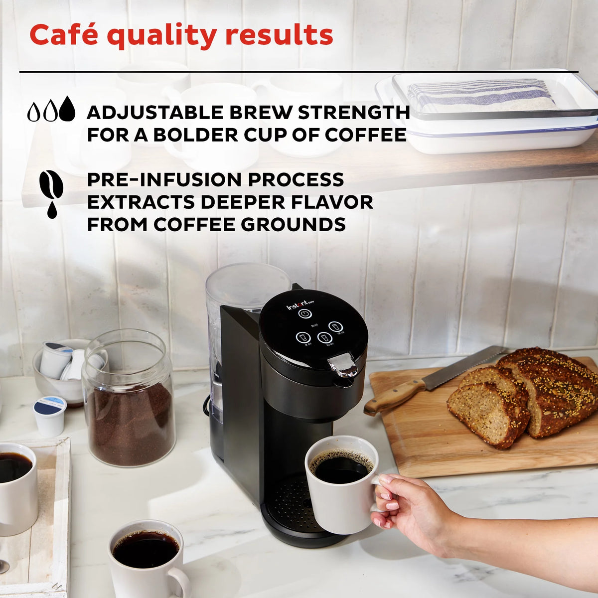 2-in-1 Single Serve Coffee Maker with 3 Brew Sizes, Black J533520