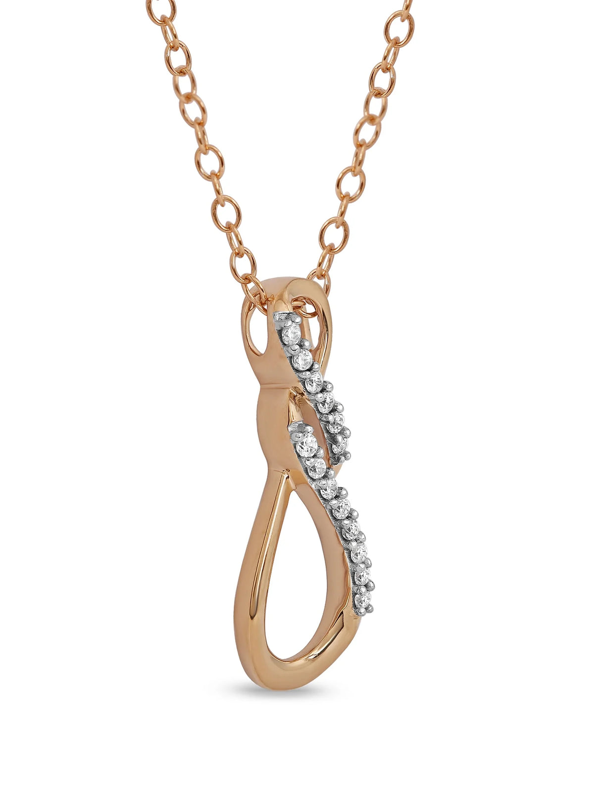 10K Rose Gold Diamond Infinity Pendant Necklace K30364