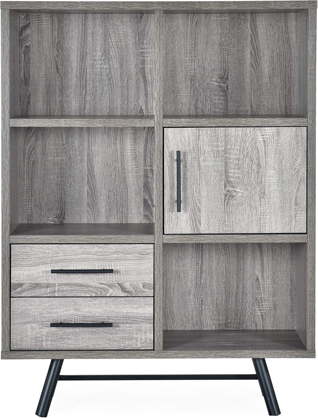 Brown Oak Black 6 Shelf Cabinet V90928
