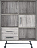 Brown Oak Black 6 Shelf Cabinet V90928