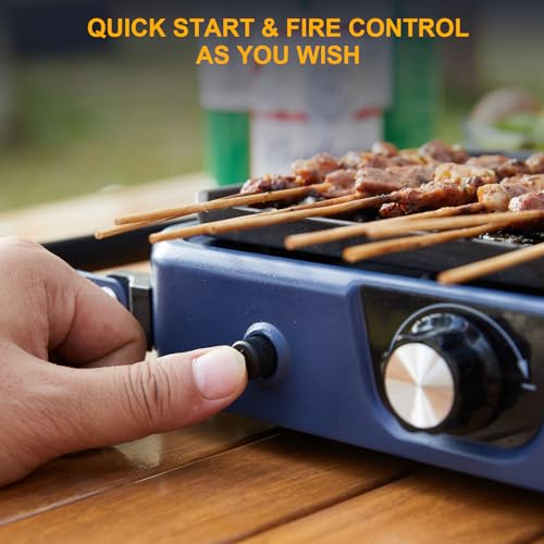 2 Burner Propane Camping Stove with Grill F413