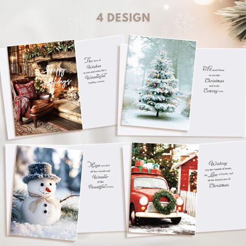 Set of 20 Boxed Christmas Cards with Envelopes & Stickers, 5" x 7" Z406767