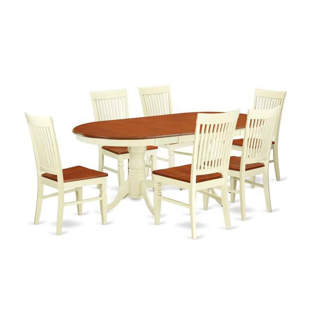 7 Piece Buttermilk Cherry Wood Dining Table Set D5986