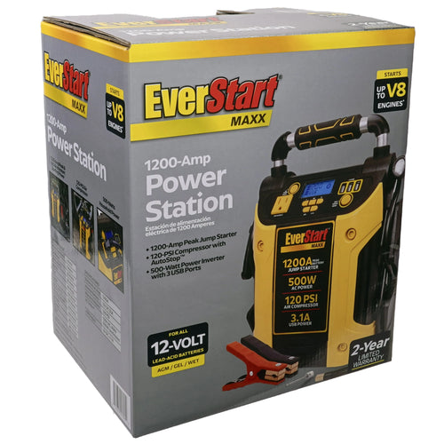 1200 Peak Amps Jump Starter with 500W Inverter and 120 PSI Compressor M716712