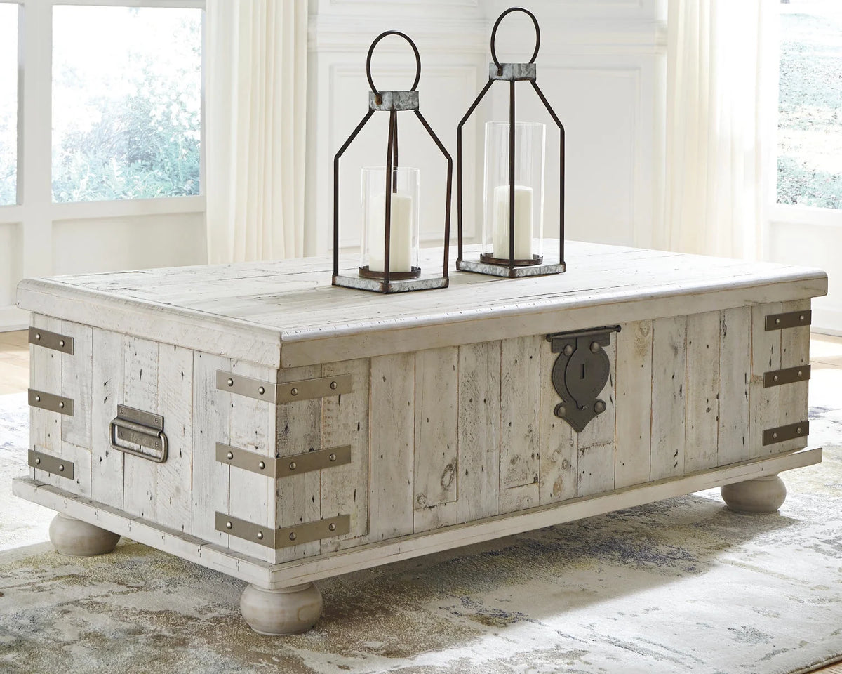 White Wash Gray Coffee Table with Lift Top R91250