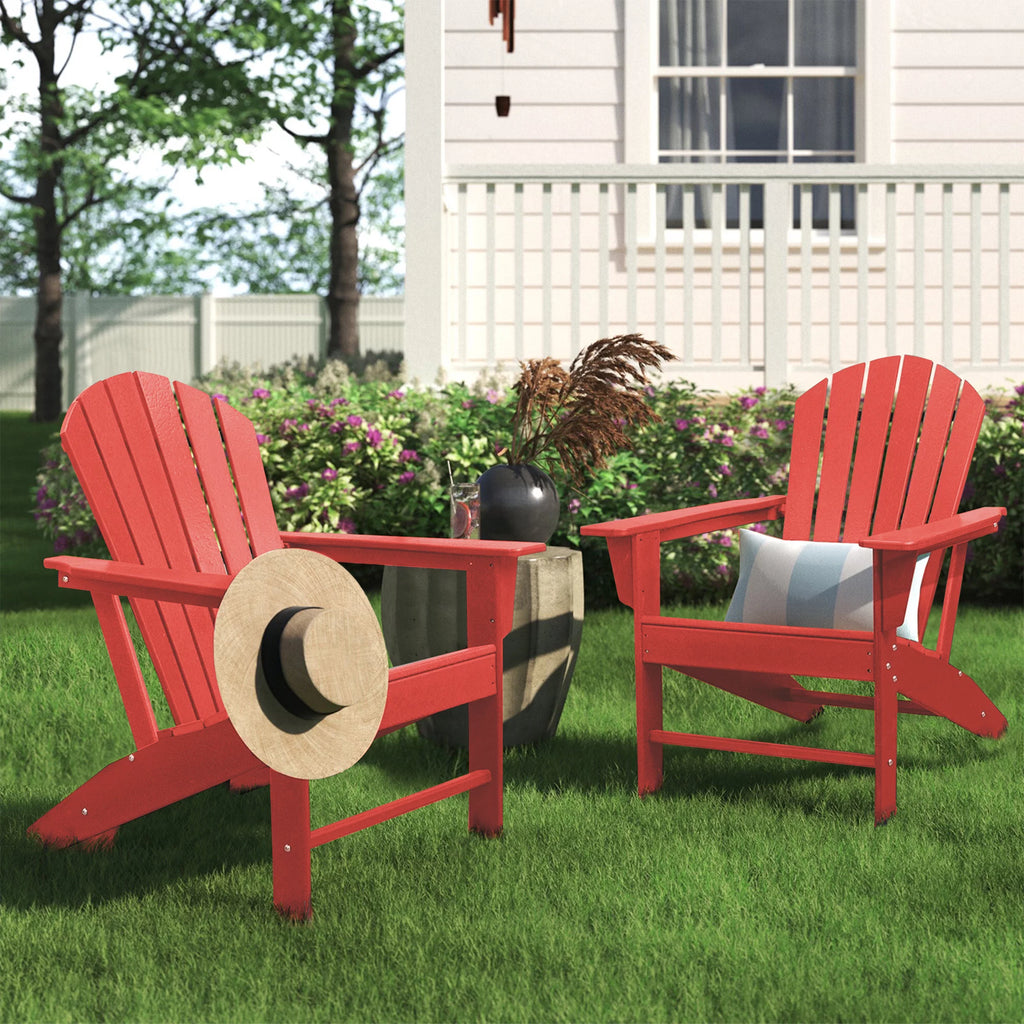 Adirondack Chair Weather Resistant Plastic Resin Red M581