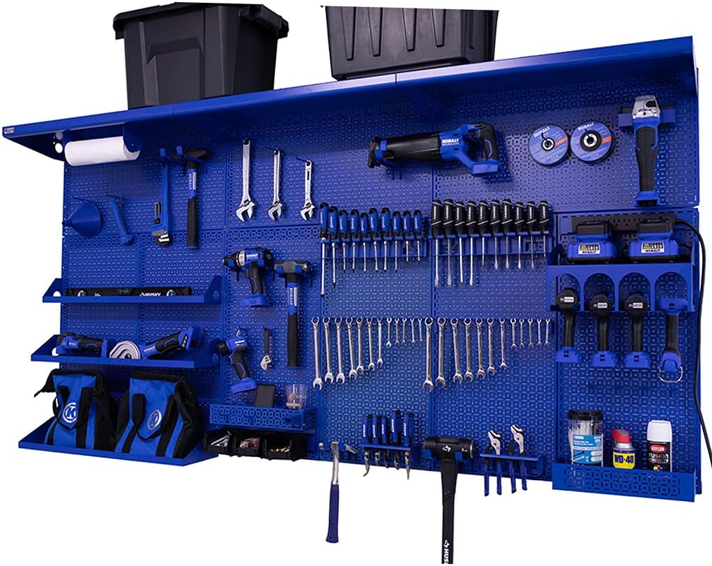 Black/Silver Metal Pegboard Wall Organization System U998986