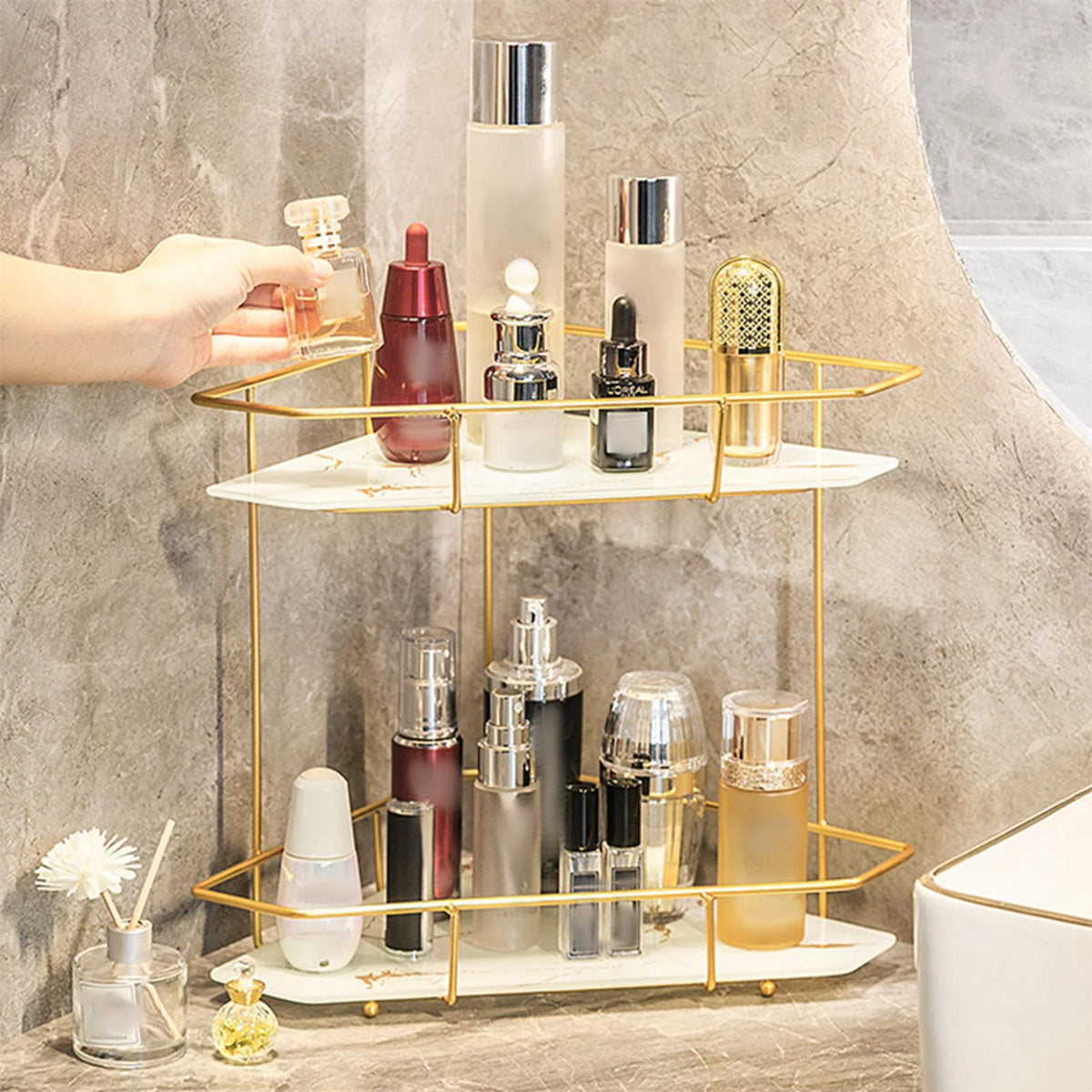 White Bottom Bathroom Storage Rack N455345