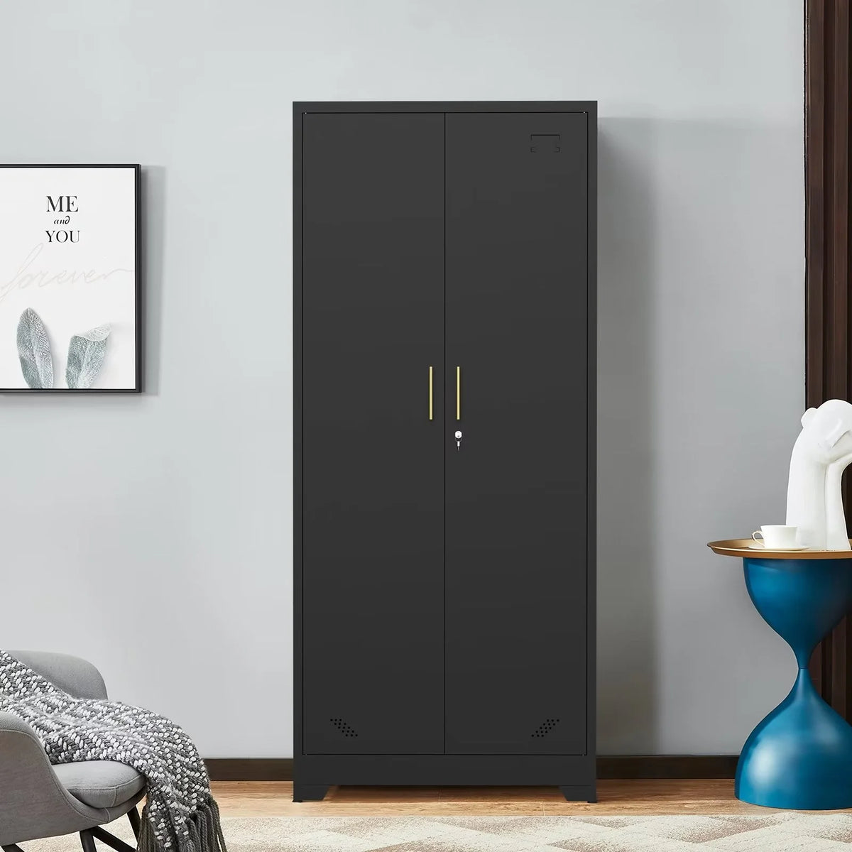 Metal Garage Storage Cabinet with Locking Doors and 4 Shelves E6308