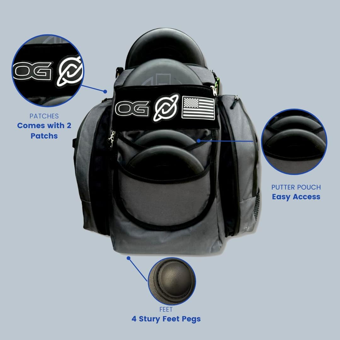 Grey & Black Disc Golf Bag with 26+ Disc Capacity I2690