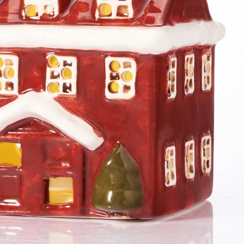 Red Ceramic Christmas Village Houses Set of 3 Lighted Y550