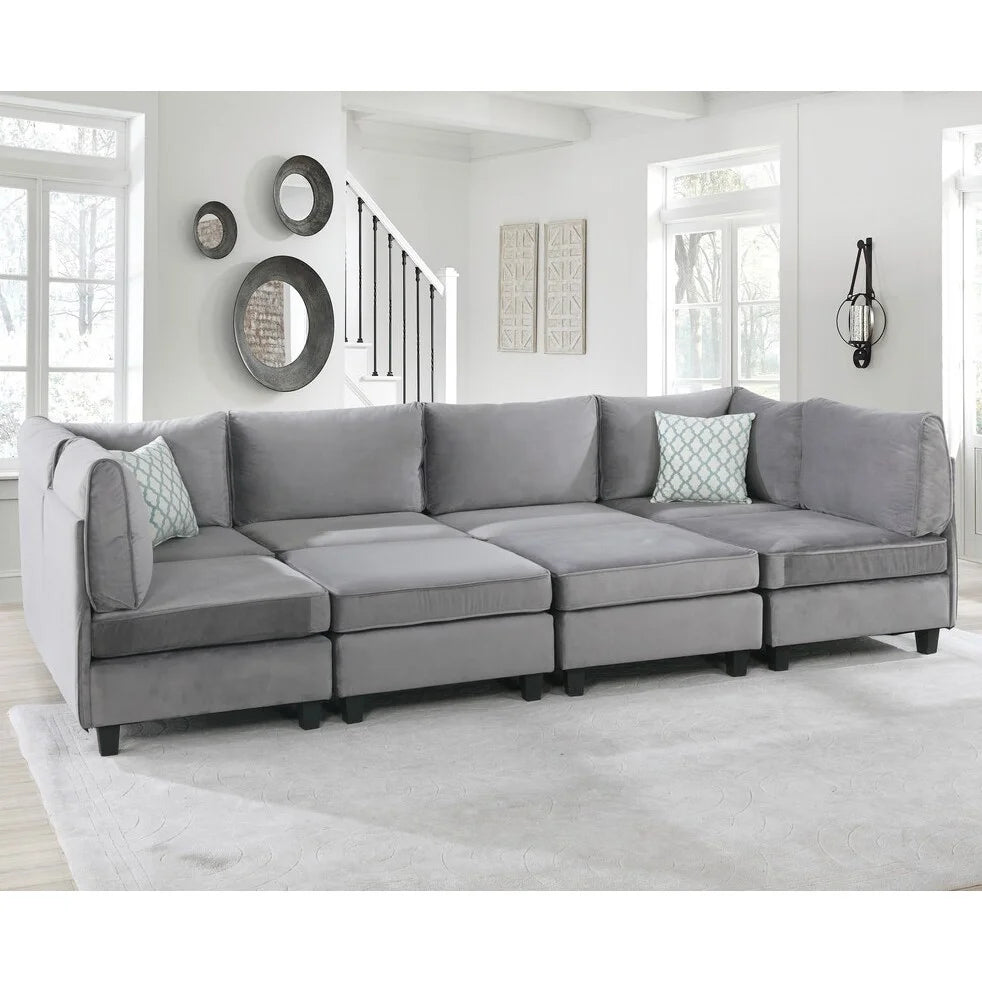Gray Velvet 8Pc Modular Sectional Sofa K481352