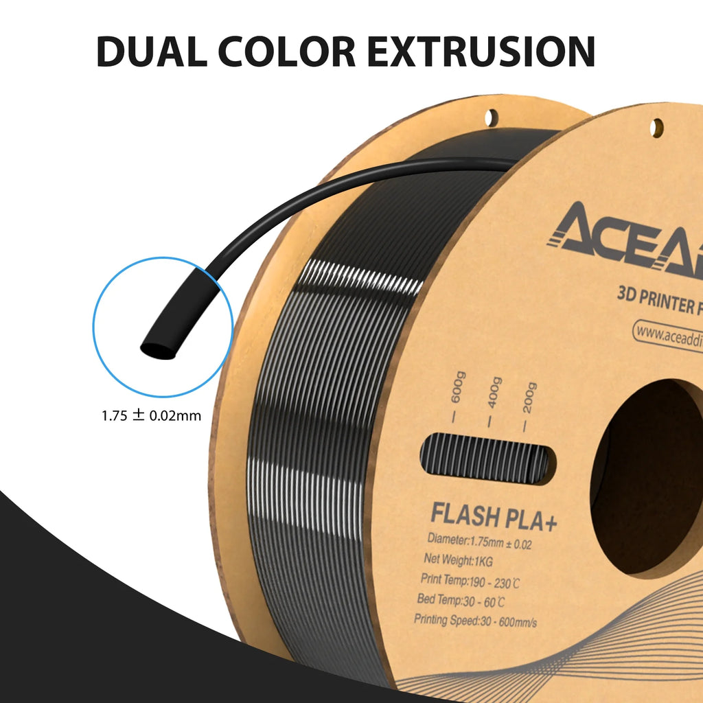 Black PLA+ Filament 1.75mm 3D Printing Material, 6 Rolls K389