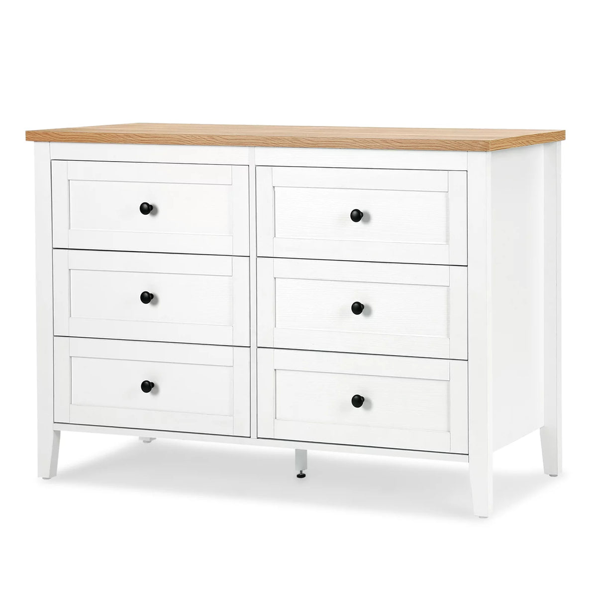 White 6 Drawer Wood Dresser with Metal Knobs W13975