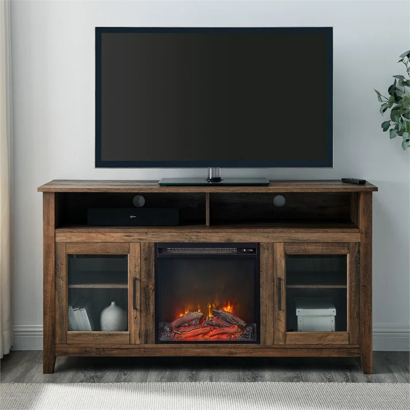 58" MDF Glass Wood TV Stand S84388