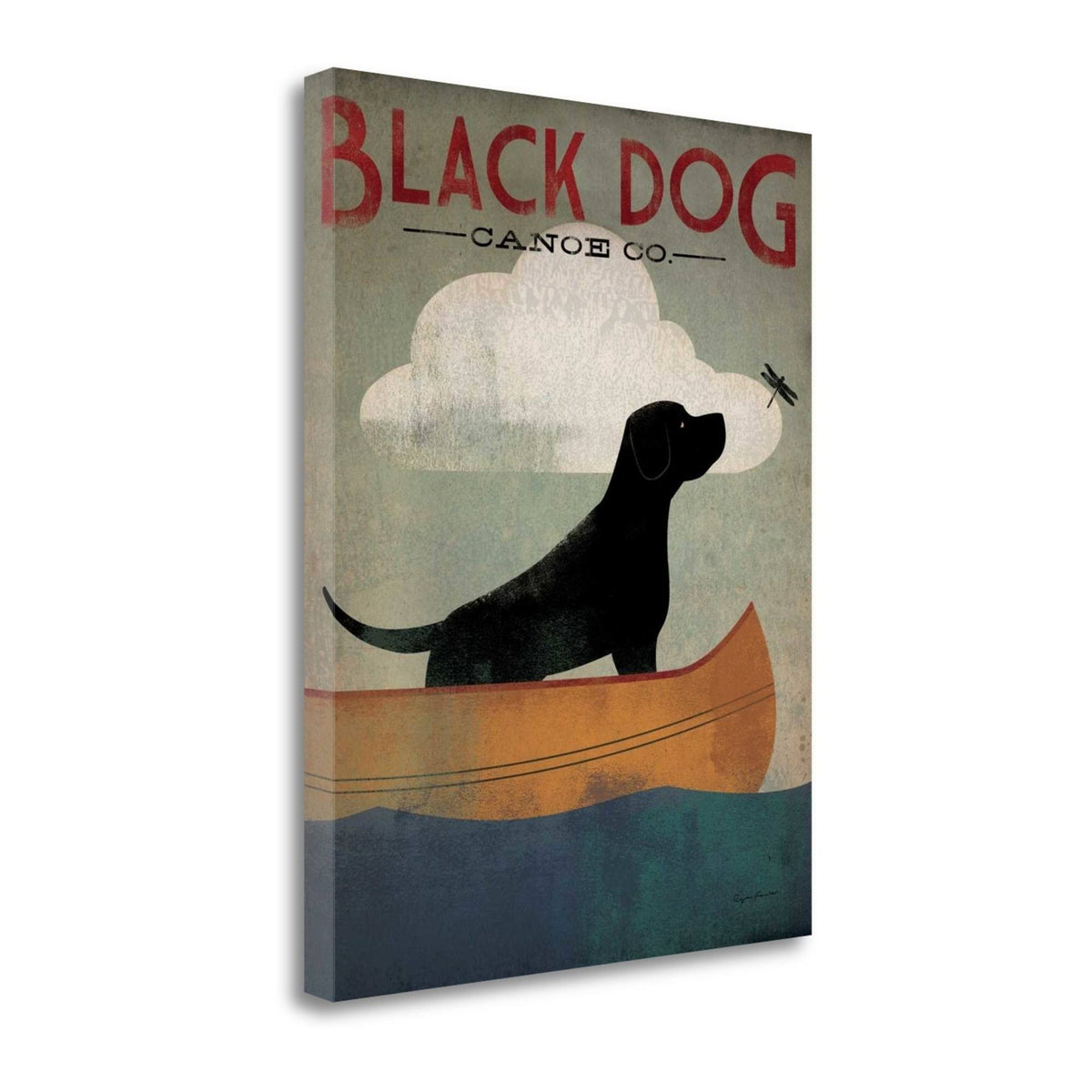 Black Dog Canoe Fine Art Giclee Print W2741