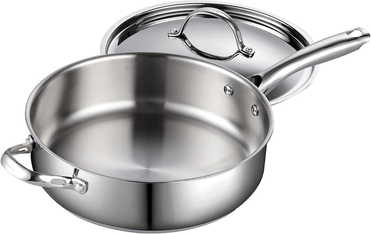 11-inch 5 Quart Stainless Steel Saute Pan with Lid Q600853