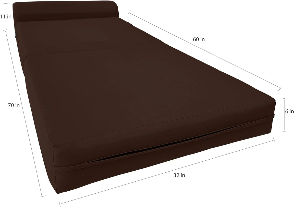 Twin Size Brown Folding Foam Sleeper Chair C73040