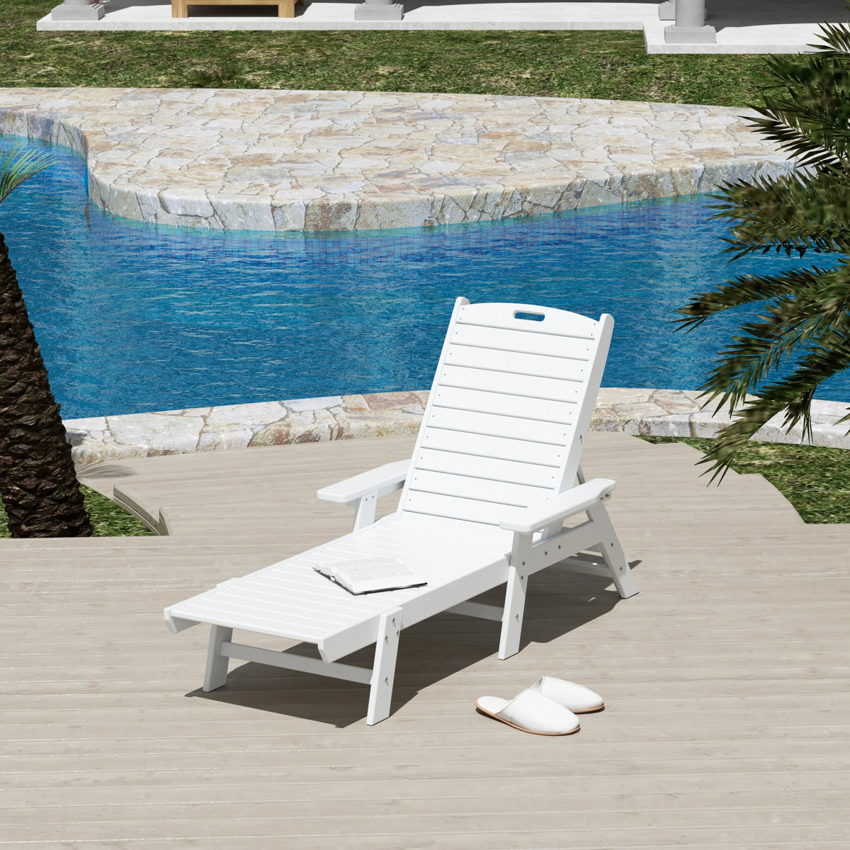 White Outdoor Lounge Chairs Set of 2 S897329