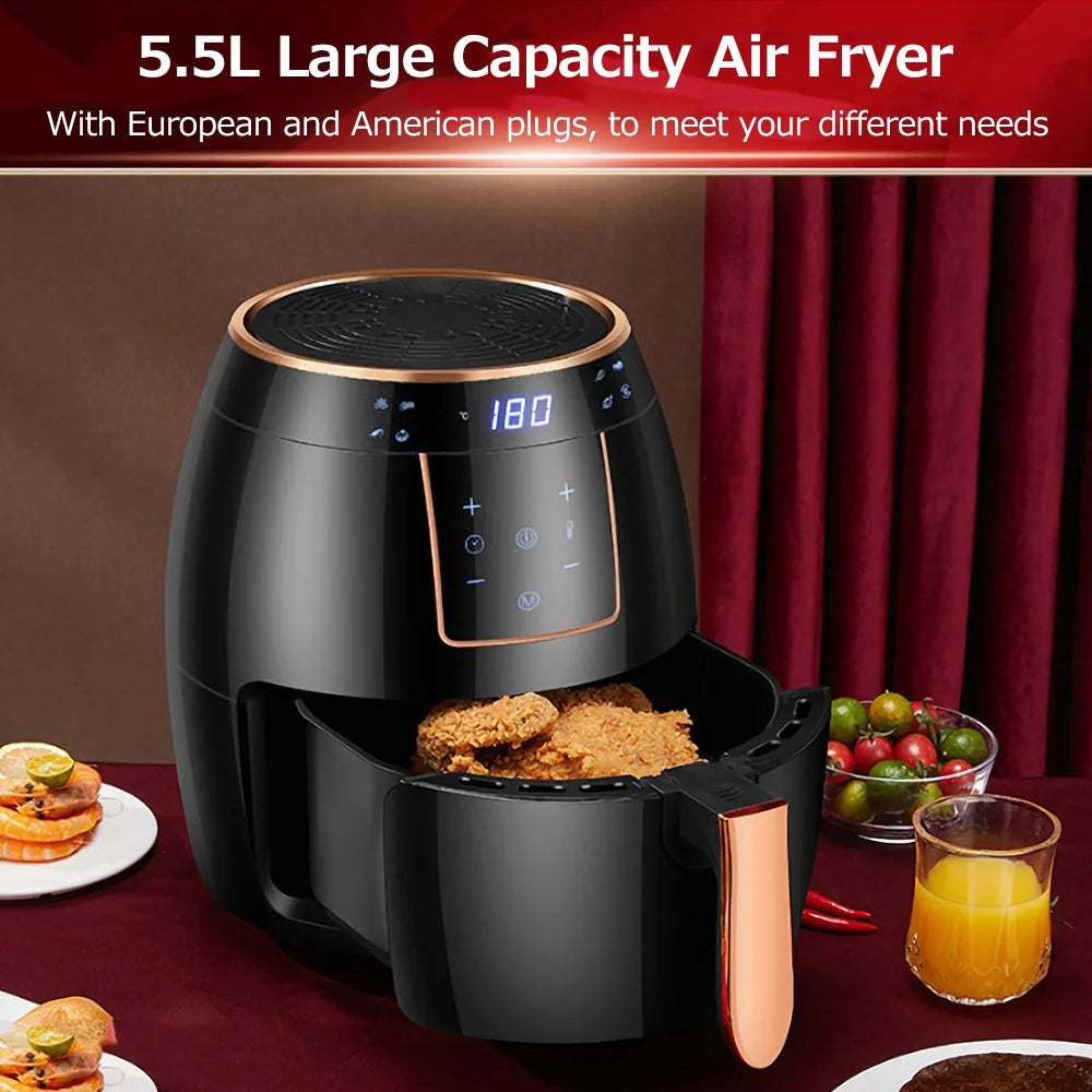 5.5L 1300W Touch Screen Electric Air Fryer with Bakeware R953