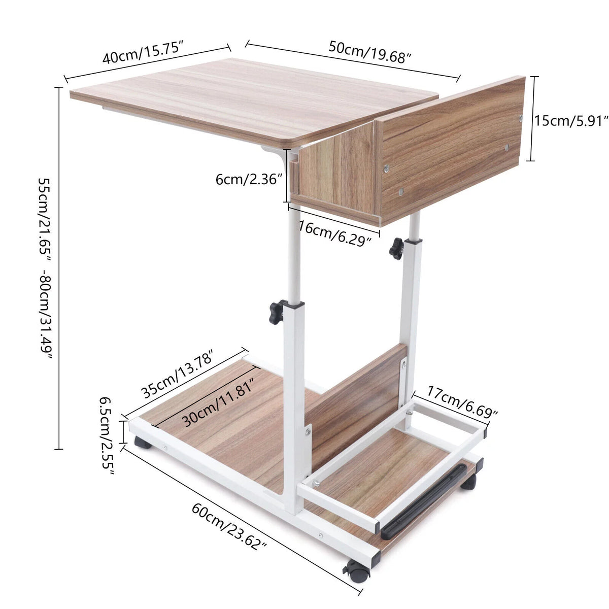 C Shaped End Table with Wheels L914344