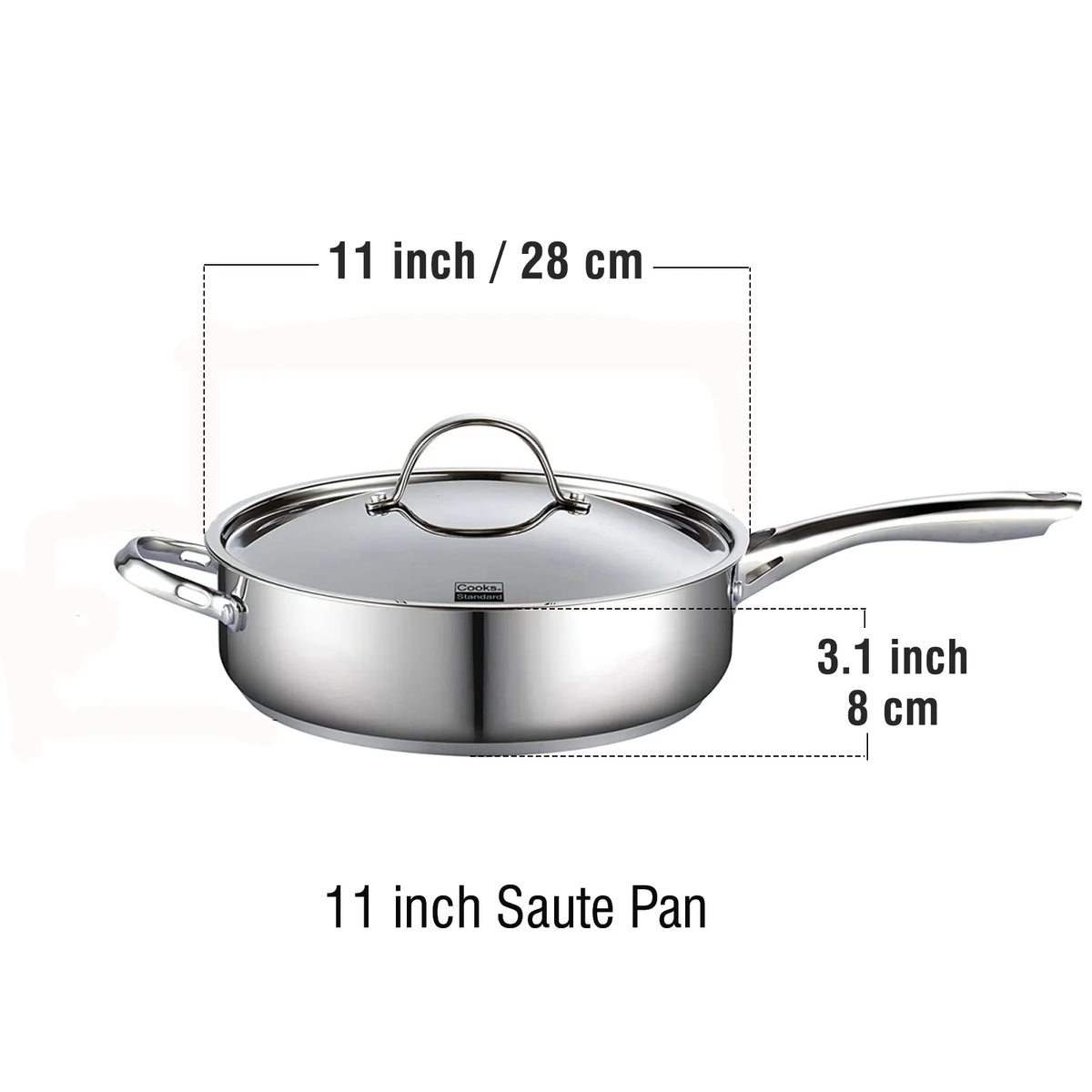 11-inch 5 Quart Stainless Steel Saute Pan with Lid Q600853