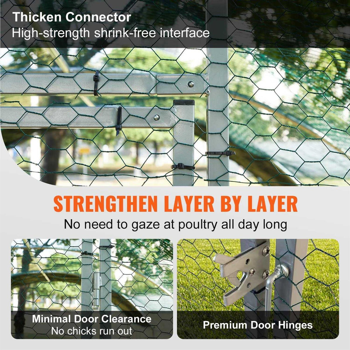 Large Metal Chicken Coop with Run and Waterproof Cover E7425