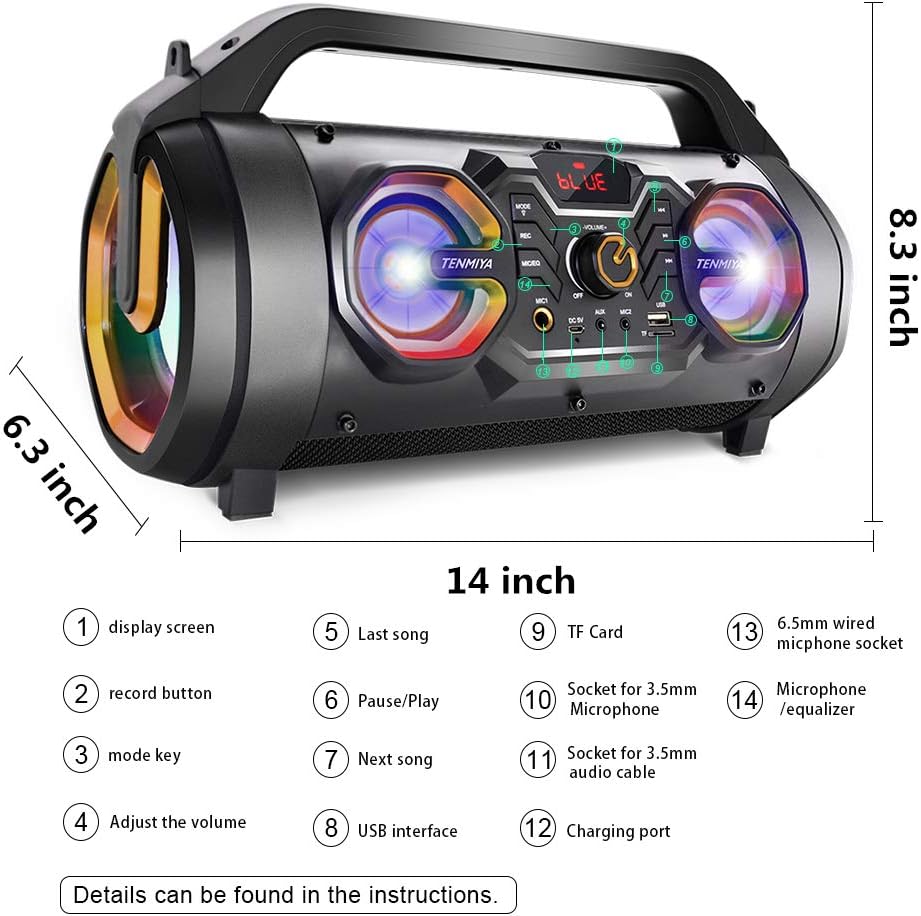30W Portable Bluetooth Boombox Speaker with Subwoofer T639577
